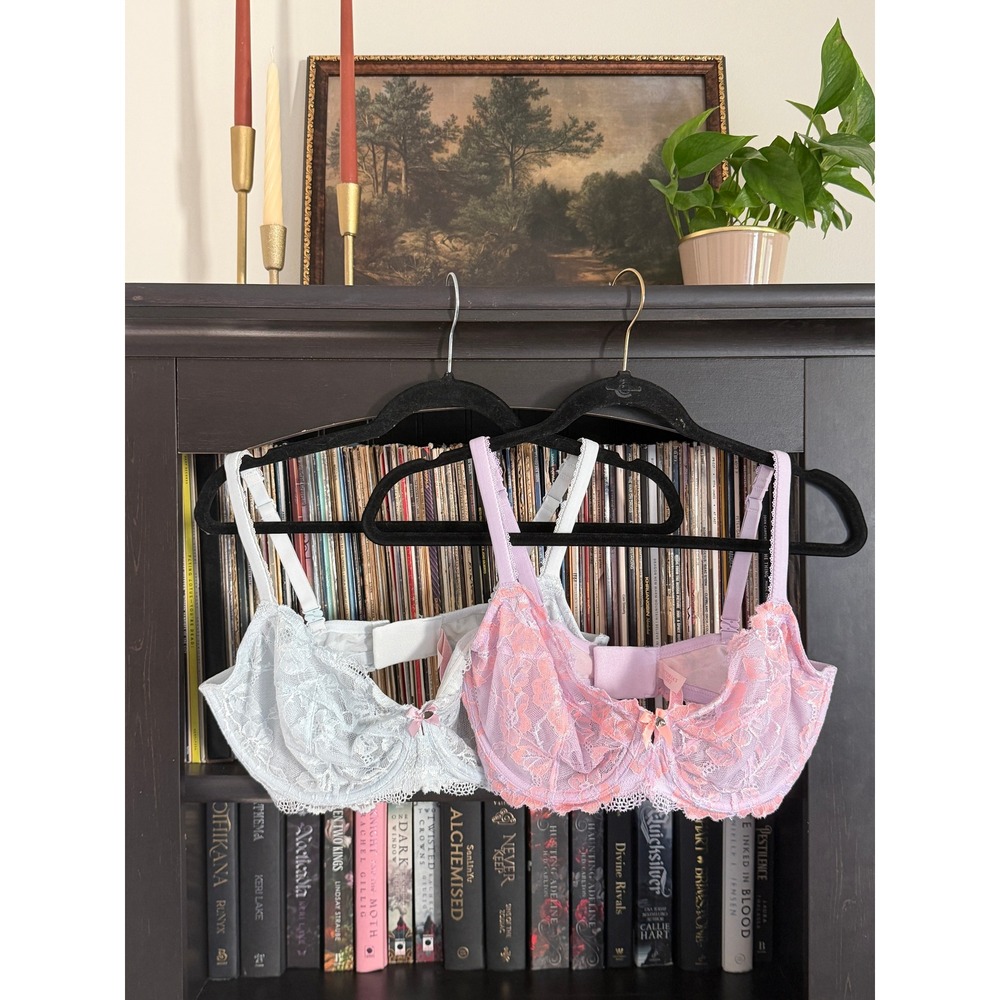 Victoria Secret Body by Victoria Demi Bra Set 36DDD Pastel Lace Lingerie 2pk